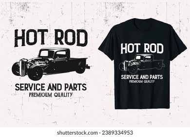 Hot rod Car Vector T-shirt Design. Custom hotrods vehicle black  white background t-shirt.