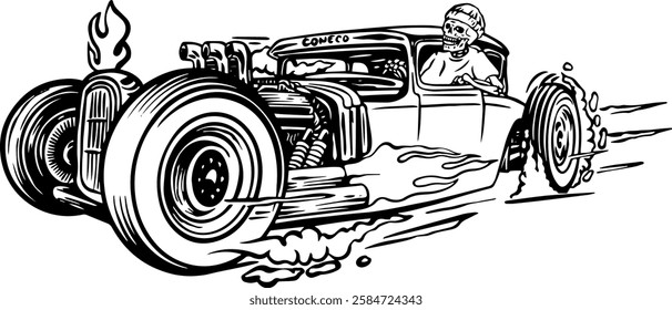 Hot rod car vintage vector illustration