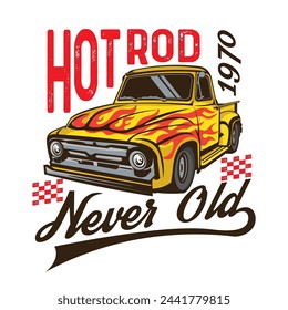 Hot Rod Classic car vector illustration in retro vintage style, perfect for t shirt design