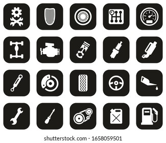 Hot Rod Culture & Parts Icons White On Black Flat Design Set Big