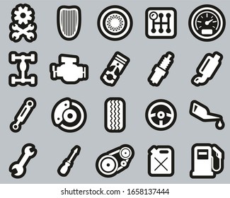 Hot Rod Culture and Parts Icons White On Black Sticker Set Big