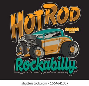 hot rod custom american race car illustration for t shirt print