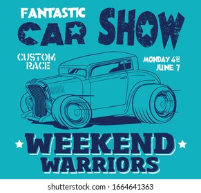 hot rod custom american race car illustration for t shirt print