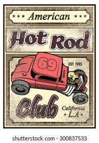 Hot rod custom car poster