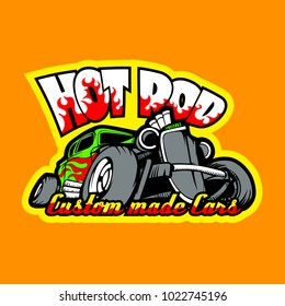 Hot Rod, Custom made cars. T-Shirt print template.