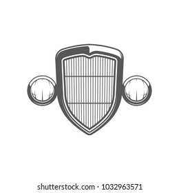 Hot rod emblem. Radiator grill. Isolated on white background.