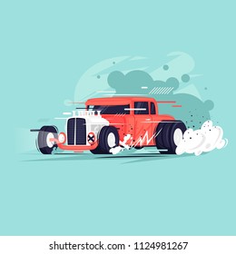 Hot Rod. Flat design vector illustration.