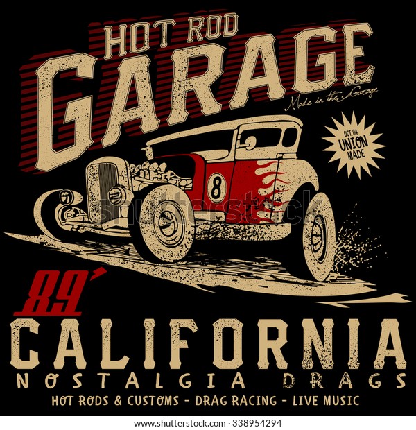 Hot Rod Garage Californiahotrods Carold School Stock Vector