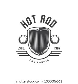 Hot rod grill emblem. Isolated on white background.