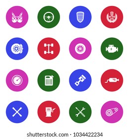Hot Rod Icons. White Flat Design In Circle. Vector Illustration. 