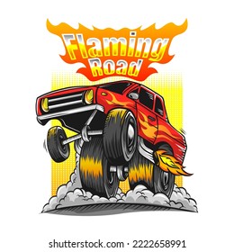 hot rod monster car full colors illustration 