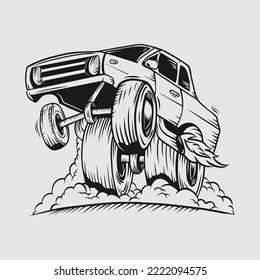 hot rod monster car illustration 