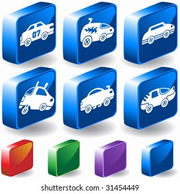 Hot Rod Race Car 3D Set : Group of custom racing car icons in a wide range of truck and car styles.