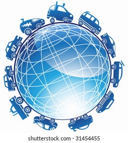 Hot Rod Race Car Globe Icon Set : Group of custom racing car icons in a wide range of truck and car styles.