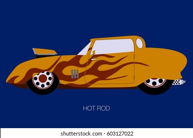 hot rod race classic car, illustration