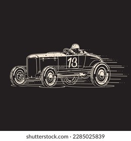 Hot Rod Racer Vintage Print Style