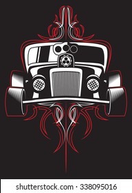 Hot rod. Retro car. pinstripes. vector