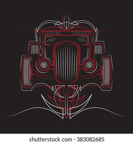 Hot rod. Retro car. pinstripes. Beautiful pinstripe vector illustration