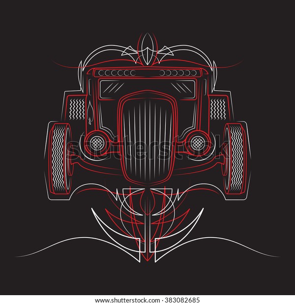 Hot rod. Retro car. pinstripes. Beautiful\
pinstripe vector\
illustration