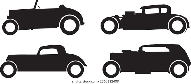 Hot Rod Silhouette Vector Graphic Pack