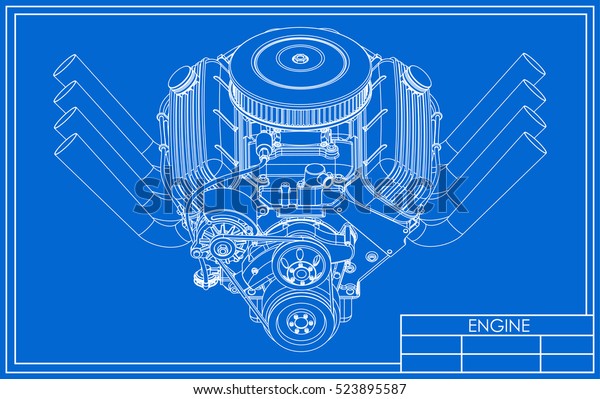 Hot rod V8 Engine\
drawing