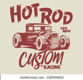 hot rod vector custom race car illustration