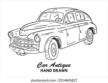 Hot Rod Vector - Hand drawn vector sketch of a classic retro car on a white background
