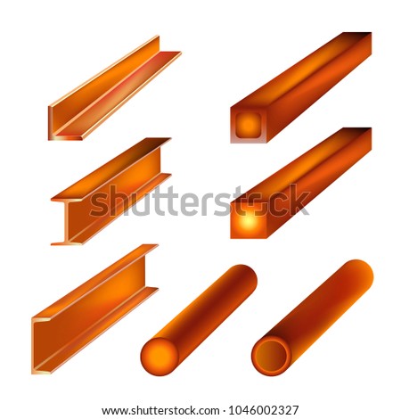 Hot rolled metal products. Vector illustration isolated on white background