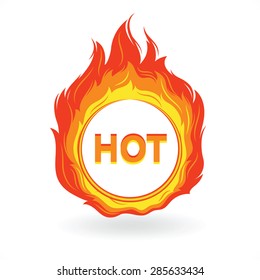hot round white banner on fire. vector illustration for your presentation