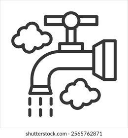Hot Running Water Icon Vector Illustration Outline Style