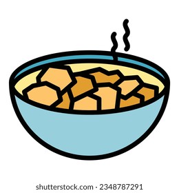 Hot salad icon outline vector. Arabian cuisine. Food meal color flat