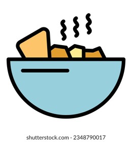 Hot salad icon outline vector. Dish chicken. Food australian color flat