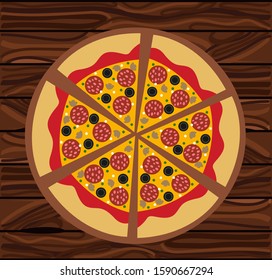 Hot Salami pizza vector illustration