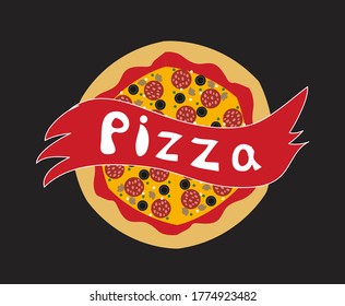 Hot Salami pizza vector illustration