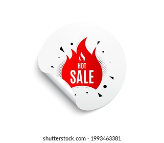 Hot sale banner. Circle sticker with offer banner. Discount sticker shape. Coupon tag icon. Round sticker mockup banner. Hot sale badge shape. Adhesive paper message. Vector