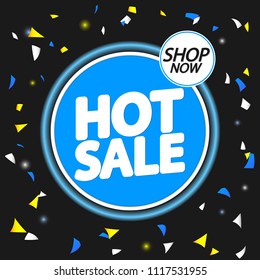 Hot Sale, banner design template, discount tag, app icon, vector illustration