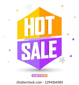 Hot Sale, banner design template, discount tag, vector illustration