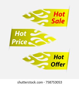 Hot Sale banner.Hot Price banner.Hot Offer banner.Vector illustration.