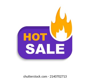 Hot Sale banner. Special and limited offer. Sale countdown badge. Promo sticker with fire. Vector illustration.