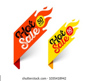 Hot Sale banner. Special offer, big sale, discount up to 50% off. Vector illustration