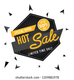 Hot sale banner template design, Clearance, 50% off, Illustration. - Vector