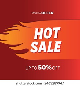 Hot Sale banner template design. special offer campaign or promotion for social media and website , up to 50% off
