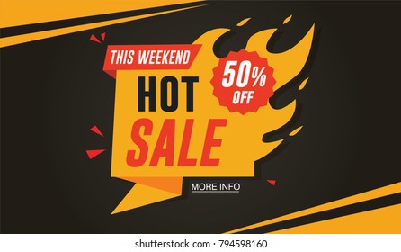 Hot Sale Banner Template Design. 50% Off