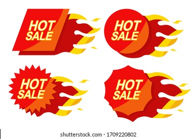 Hot sale banner template vector design with graphic of fire.