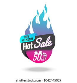 Hot Sale banner, this weekend special offer, vector illustration