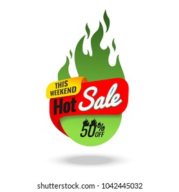 Hot Sale banner, this weekend special offer, vector illustration