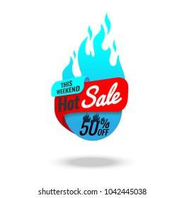 Hot Sale banner, this weekend special offer, vector illustration