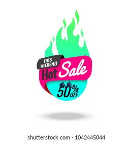 Hot Sale banner, this weekend special offer, vector illustration