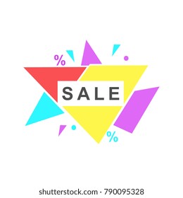Hot sale banner. White background. Memphis modern design style.