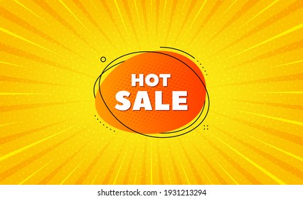 Hot sale banner. Yellow background with offer message. Discount sticker shape. Coupon bubble icon. Best advertising coupon banner. Hot sale badge shape. Abstract background. Vector